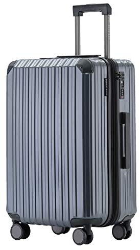 Münicase M816 TSA-Schloss Koffer Reisekoffer Trolley Kofferset Hardschale Boardcase (Grey, Großer Koffer)
