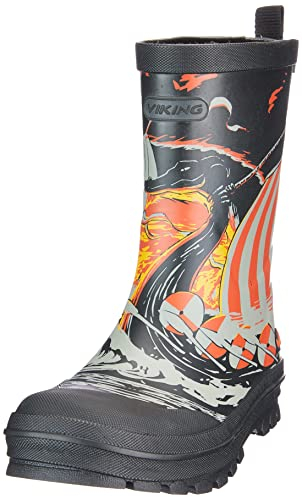 Viking Jolly Print, Stivali da Pioggia Unisex - Bambini e ragazzi, Nero Black Sun, 25 EU