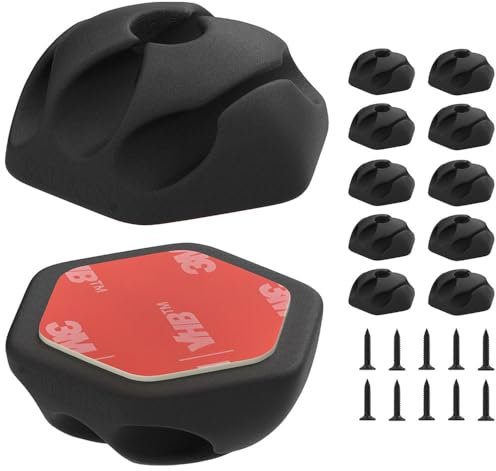 Cable Clips, Self-Adhesive 3-Slot Cable, Cord Management Mounting Clips, Optional Screw for Permanent Mounting, 10-Pack Klein Tools 450-410