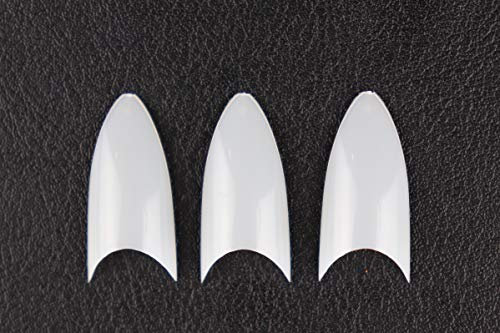 Beauticco Stiletto Clear Natural Nails Tip Artificial Nail Almond French Style False nail tips for acrylic and gel -500 Refill Bag, 10 SIZE, Natural, 15x8x2cm