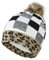 Azruma Herren und Damen Weihnachten Strickmütze Mode Leoparden karo Drucken Wintermütze gestrickte Bommelmütze Retro Wollmützen lässige Strick-Mütze Warm Beanie Hut