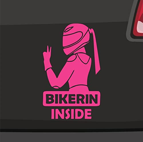 Bikerin Inside Aufkleber - 6 Größen, 21 Farben - Respekt Frau Girly Power Girl Bike Sticker - Made in Germany - Stickerfreaks - ORACAL - Vinyl - Rosa - Motorrad-Sticker