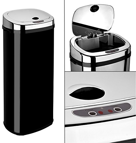 Dihl Rectangle 30L Stainless Steel Auto Sensor Kitchen Waste Dust Bin Automatic Motor BLACK