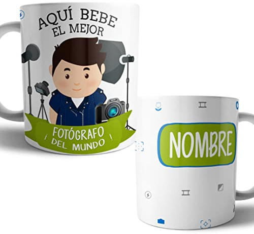 Kartoon Kase Taza Fotografo Original Personalizada con Nombre | Mejor del Mundo Taza Fotografo Profesiones de Cafe Desayuno para Regalar (Fotografo)