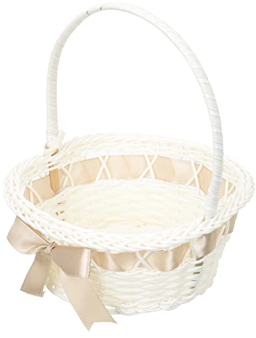 NUOBESTY Rattan Blumenkorb Hochzeitskorb Blumenkorb Mädchen Körbe Mini Weidenkorb Aufbewahrungskorb Rattan Korb Blumentopf Obstkorb Blumenkinder für Hochzeit Tischdeko