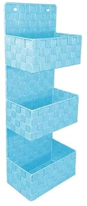 VIRSUS 1 Portaoggetti in Tessuto, Trama intrecciata a 3 Piani, misura 25x15x70 cm, Tasche portatutto, occhielli per sostegno a parete, mensola per accessori bagno Vari Colori (celeste shabby) - 1631C