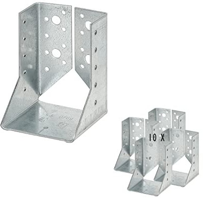 siwitec Lot de 10 sabots de poutre type B, 80 x 120 mm, galvanisés, marquage CE, épaisseur du matériau : 2 mm, connecteur en bois résistant aux intempéries, pour poteau, connecteur de poutre