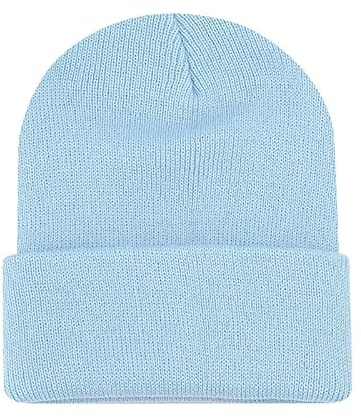 ANEWISH Unisex Warme Beanie Strickmütze,Wintermütze für Damen und Herren,Feinstrick Mütze,Doppelt Gestrickt Bunte Hüte - Himmelblau