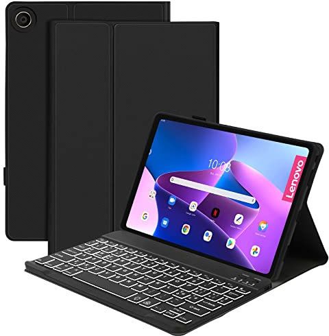 IVEOPPE Tastiera Lenovo Tab M10 Plus, Cover con Tastiera Lenovo Tab M10 fhd plus 3rd Generazione 10.6 2022, Tastiera Layout Italiano Retroilluminata Bluetooth per Lenovo Tab M10 Plus 3rd Gen, Nero