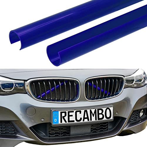 RECAMBO Kühler Grill Einsatz, Frontgrill Zierleisten Streifen, Grill V Streben | Kompatibel mit BMW 5er F07 F10 F11 2011-2016 F18 X1 F48 X2 F39 | Blau