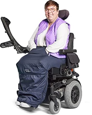 MyBlanket, wind- und wasserdichte Rollstuhl Decke mit Fleece Futter, warme Beinschutzdecke für Rollstuhl, Regenschutz einfach umgelegt ohne aufzustehen, Nachtblau