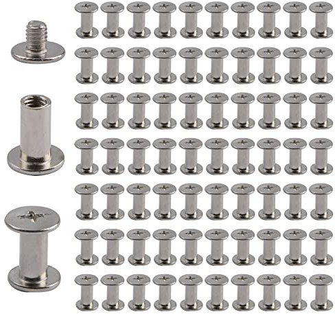 INCREWAY Kreuzschlitzschrauben, 60 Sets 5mm X 10mm Vernickelte Chicagoer Bindungsschrauben Runde Kreuzschlitzschraubenpfosten Nagel Niet Chicago Knopf, Silberfarben
