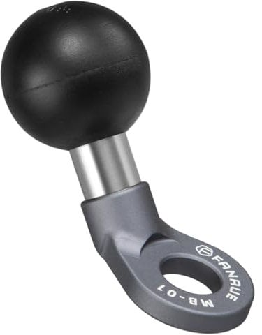 FANAUE MB-01 Angled Bolt Head Adapter Ball Base with 10mm Mounting Hole for RAM Mounts B Size Double Socket Arm and Bike Motorcycle Phone Holder, Aluminum 1 Ball Head for Mirrors Lever or Round Bar