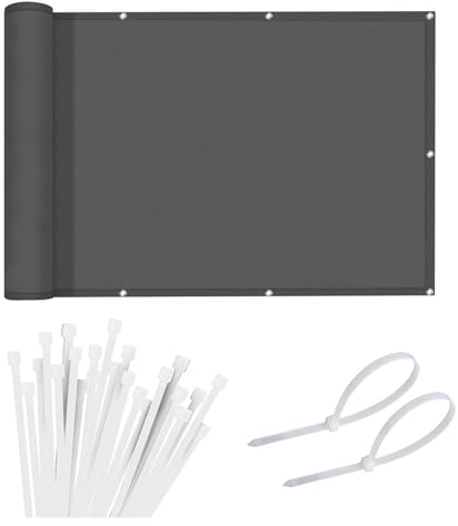 Sunnylaxx Balkon Sichtschutz 70x600 cm Balkonumspannung,Balkonabdeckung PES, Wind- und UV-Schutz,Benutzerdefinierte Anthrazit