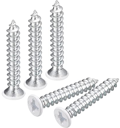 QUARKZMAN ST4x25mm Bianco Viti Autofilettanti Viti, 25pz Piatta Testa Croce Legno Viti per Falegnameria
