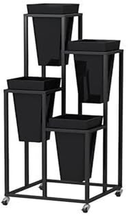 ZERVA Pflanzenregal, Plastikeimer-Blumeneimerregal, bewegliches Leiterregal, schmiedeeiserne Halterung, Blumenladen-Außeneingangshalle-Wohnzimmer-Präsentationsregal (Color : Style 12)