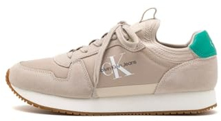 Calvin Klein Jeans Runner Sock Laceup Ny-LTH Runner Sneaker, Herren, Grün (Eggshell/Bahama Green), 44 EU