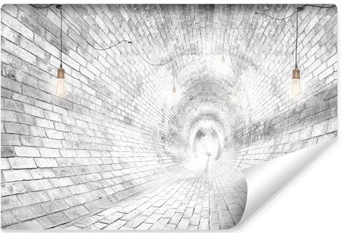 Muralo - Fototapete 3d Effekt - Selbstklebende Tapete 3d - Tapeten für Wohnzimmer Schlafzimmer - Fototapete selbstklebend - Ziegelstein-Tunnel Motiv - Br.315cm x Hö.210cm