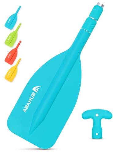 Abahub 2PCS Teleskop Paddel 53-106cm Stechpaddel Notfall Paddel mit T-Griff Leichte Ruder Mini Hilfspaddel Teleskopierbar Aluminiumschaft für Kanufahren Kajkak Schlauchboot, Blau