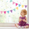 Wandtattoo Loft Fensterbild Karneval Wimpel Girlande wiederverwendbar Frühling bunte Dreiecke Fasching farbig, 1. A3 Bogen