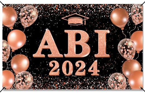 ABI 2024 Banner 110x180cm Graduation Deko für Abschlussfeier Abitur Abschlussparty Hintergrund Dekoration Prüfung Bestanden Geschenke Abschlussdekoration
