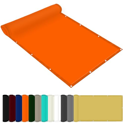 Markisenstoffe Meterware 5.5 x 7.5 m Wasserdicht Sonnensegel Balkon Reißfest UV-Schutz nach Mass Polyestergewebe Mit Seil Sonnenschutz Markise für Pool und glasdach, Orange