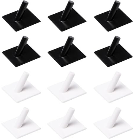 Keboyoe 12 Stück Klebehaken Schwarz Wandhaken Selbstklebende Handtuchhaken Schwarz Weiß Selbstklebende Haken Klebehaken Küchentuch Ohne Bohren mit Klebe Pads Klebehaken für Badezimmer Küche Büro 4.4cm