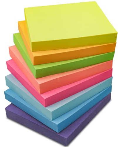 Sticky Notes 3x3, 8 Pack Sticky Pads 100 Sheet/Pad, Bulk Sticky Note Pads, Multicolor Self-Sticky Notes Pad - Teacher Classroom Must Haves, Back to School and Office Supplies Blank Desk Note Pads.