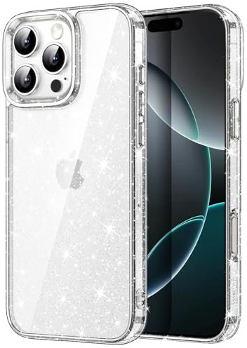 JETech Glitter Case for iPhone 16 Pro Max 6.9-Inch, Bling Sparkle Shockproof Phone Bumper Cover, Cute Sparkly for Women and Girls (Clear)