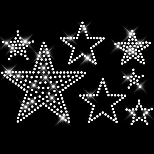 Glitzerdeals Bügelbilder Karneval Strass Sterne Set A5 kristall Stern Aufbügler für Textilien Sterne Bügelmotiv für Textilien Strass Bügelbild