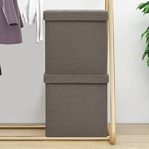 Wenjingqi-338778 Aufbewahrungshocker, faltbar, 2 Stück, Kunstleinen, Taupe, Grau