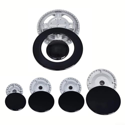 Besttoolifes Metal Gas Oven Burner Cover Kit for Sabaf Stove Crown Flame Cover Replacement Parts, Oven Stove Gas Burner Crown and Flame Cover Kit(Flat)
