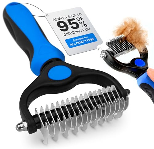 Undercoat Rake for Dogs, Dog Grooming & Deshedding Brush for Double Coats