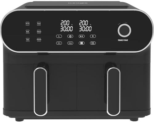 Iceagle Friggitrice ad Aria Doppio Cestello Air Fryer 11 Litri – Friggitrice Aria Calda 1700 W, Friggitrice Senza Olio, Cesti lavabili in lavastoviglie, LED Touch Screen, 6 in 1, Timer, Nero