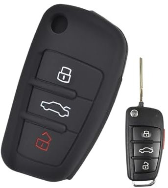 XEBRAD 3 Buttons Silicone Car Remote Key Fob Shell Cover Case Skin Holder Protector, for Audi, A1 S1 A3 S3 A4 A6 TT Q3 Q7 2005-2013 car key shell