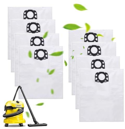 8 Pack Karcher Vacuum Bags, Vacuum Dust Bags Replacements Compatible with Karcher WD 2 Plus, WD 3, WD 3 Battery, KWD 1/D 2/D 3, MV 3, WD 3.200 to WD 3.800 M, SE 4001/4002