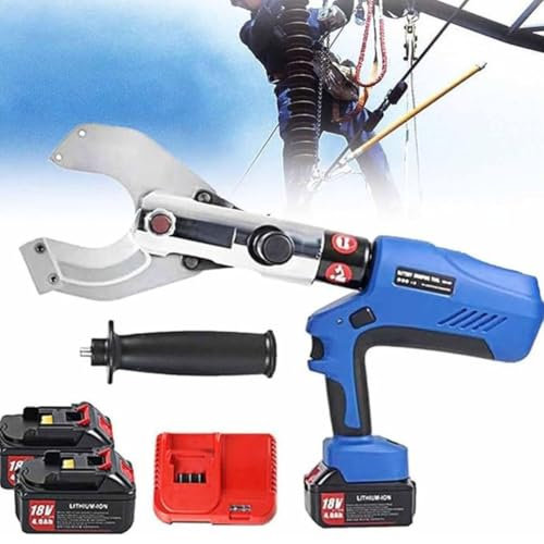 ZHPPED Coupe-câble hydraulique avec 2 Batteries, Outil de Coupe-câble hydraulique Rechargeable, Coupe-câble à cliquet électrique en cuivre et Aluminium, 120 °C,135C