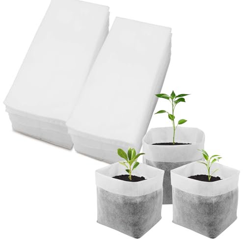 imSHHWcs Pflanzsack,200 Stück Stofftopf,Anzuchtbeutel,Pflanzsäcke,Pflanztaschen,Pflanzbeutel,Grow Töpfe,Anzuchttöpfe Stecklingen Sämlingen Kartoffel Tomaten Gemüse Blume Obst Sämlinge 20x18cm
