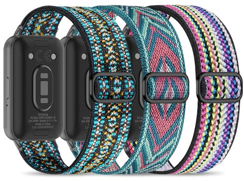 Wizvv Bracelets Compatibles avec Samsung Galaxy Fit 3, 3 Pcs Nylon élastiques pour Galaxy Fit 3 SM-R390 Smartwatch, homme et femme