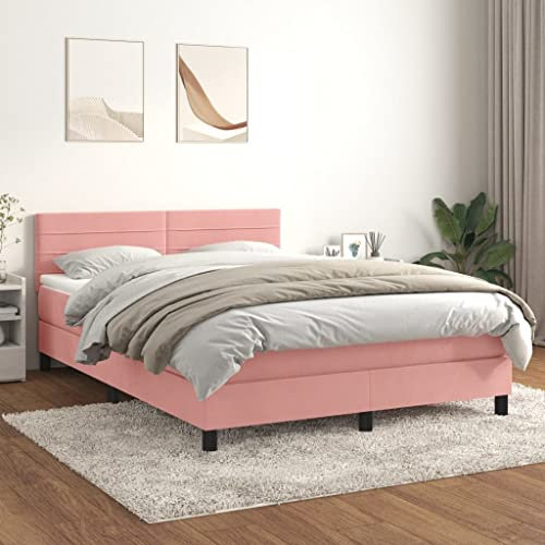qohoio Boxspringbett mit Matratze Bettrahmen Boxspringbett Mit Matratze Bett Boxspringbett Rosa 140x190 cm Samt - 3141364