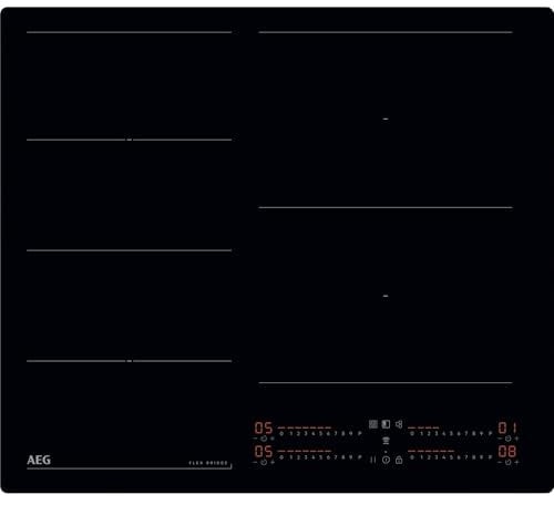 AEG Placa de Inducción TI64IG00IB, 60 cm, 4 Zonas de Cocción, FlexiPuente, Sistema Hob2Hood, Función PowerBoost, Indicador de Calor Residual, Controles Deslizantes Independientes, Sin Marco, Negro