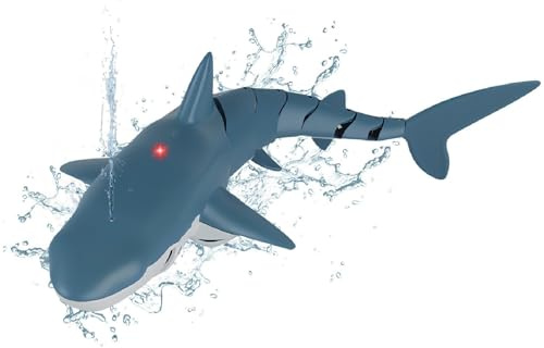 Remote Control Shark Toy - RC Simulation Shark Diving Toys, USB Rechargeable Remote Control Water Toys, 360° Rotate RC Boat for Swimming Pool Kids Boys (Blue)