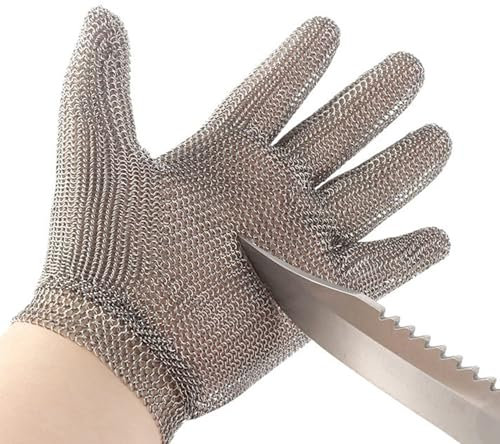 Anti Cutting Gloves Tailor Safety Work Cut Resistant Gloves, Non-Slip Stainless Steel Ring Chainmail Gloves, Chainmail Glove Knife Gloves for Meat Processing Safety Tools M