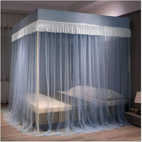 TWHZSAI Sommerbettnetz, Moskitonetz, Prinzessinnenzimmer-Bettvorhang für Erwachsene, Schlafzimmerdekoration (Farbe: Blau-1, Größe: 150 x 200 cm) (Farbe: Blau-2, Größe: 180 x 220 cm)