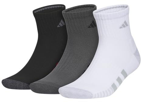 adidas Mens Cushioned Quarter Ankle Socks (3 Pairs) Durable & Comfortable