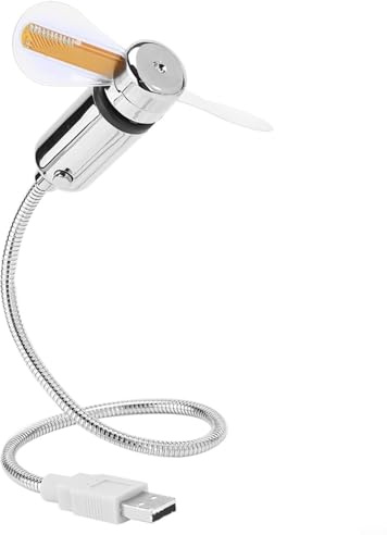 CWOQOCW USB Clock Fan, With Real-Time Temperature Display Flexible Snake-Like Design For Office Bedroom Operation