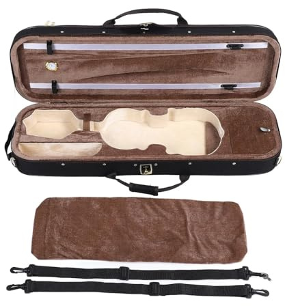 FJIXUO Violinenkoffer Hartschalen-Geigenkoffer in 4/4-Größe mit Hygrometer-Aufbewahrungsschutz for Musikinstrumente
