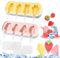 Xbessc 3 Pcs Moldes Helados de Silicona 4 Cavidades Molde Helado Pata de Oso y Formas de Fruta Moldes DIY Paletas sin BPA con Palos Reutilizables y Tapa para Bebé Niño y Adultos(Amarillo,Rosa)