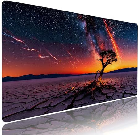 Grand Tapis de Souris XXL Noir Tapis Bureau avec Base Anti-Dérapage, Design Durable et Imperméable, sous Main à Bords Cousus Clavier Mouse Pad Ciel étoilé 1000x400x3mm pour Gamer PC Portable d-483