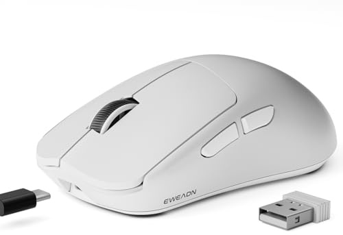 EWEADN X23Pro Wireless Gaming Mouse, 2.4G/BT5.0/USB-C Esports Gaming Mouse, 800mAh Rechargeable Lightweight Mouse Gaming, 12000 DPI Wireless Mouse with 6 Programmable Buttons,for Laptop/PC/Mac, White